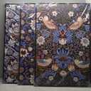 Large Framed Wall Art Flower Pattern by William Morris, Blue Floral Wall Pictures 24"x36"x3 Plants Painting Prints Botanical Canvas Artwork for Living Room Bedroom Home Office Kitchen Decor (navy)