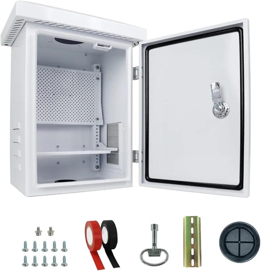 Outdoor Weatherproof Enclosure Electrical Box - 15.7x11.8x9.8 Outdoor Network Enclosure Exterior Box Ventilated Enclosure hinged Outdoor Galvanized Electrical Ventilation Design(400 * 300 * 250mm)