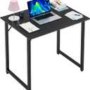 PayLessHere | 32 Inch Computer Desk | Black | Office Desk with Metal Frame, Adjustable Feet | Water-Resistant, Scratchproof Surface | Sturdy Writing Table for Home Office or Study | Pack of 1
