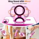 Meifgino Magnetic Case with Removable Phone Ring Stand for iPhone 16E 6.1, [Glitter Card & Wrist Strap] [MagSafe Compatible] [Built in Mirror] Phone Ring Stand + Phone Case Kit, Hot Pink