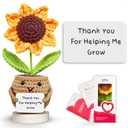 Gossby Teacher Appreciation Gifts - Thank You for Helping Me Grow - Mother's Day, Birthday, Graduation, End of Year, Thank You, Teacher's Day Gift from Student - Handmade Positive Sunflower Crochet