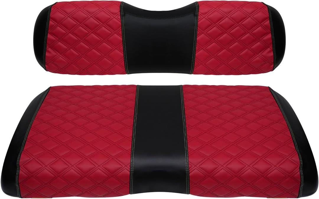 Golf Cart Seat Covers for EZGO RXV 2008 Up Front OEM Universal Seat Cushion, Marine Grade Vinyl Leather EZGO RXV Seat Covers/Easy to Install-Deep Red (2PCS)