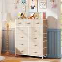 WLIVE Tall Dresser for Bedroom, 11 Drawer Chest of Drawers, Cream White