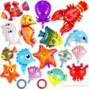 16 Pcs Ocean Animal Balloons, Under The Sea Balloons, Fish Lobster Octopus Starfish Seahorse Foil Balloon for Kids, Sea Animal Mylar Balloon for Beach Ocean Pool Birthday Party Decorations