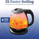 Elite Gourmet EKT1001 Electric 1.0L BPA-Free 1100W Glass Kettle Cordless 360 Base, Stylish Blue LED Interior, Handy Auto Shut-Off Function  Quickly Boil Water For Tea & More, Black