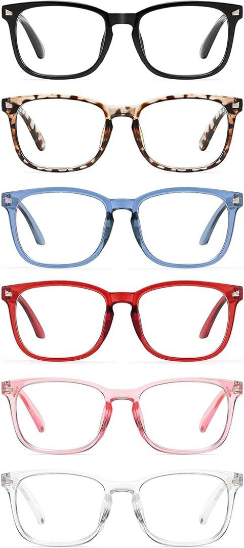 CCVOO Reading Glasses for Women/Men, Eyeglasses, Blue Light Readers for Women/Men, Computer Eye Glasses, Cheaters (6 Pack Mix), 1.5