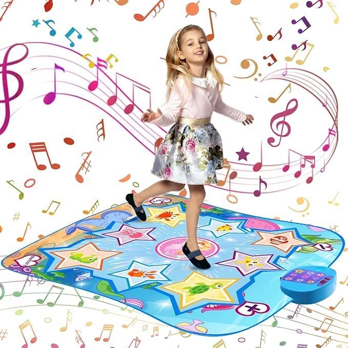 Dance Mat - Rhythm Step Play Mat - Dance Game Toy Pad with LED Lights, Gift for Kids Girls 3-12
