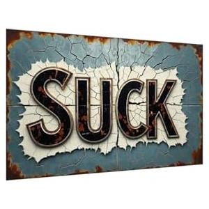 Suck Vintage Metal Signs Rustic Tin Signs 12x8in for Man Cave & Home Bar 3 PACK