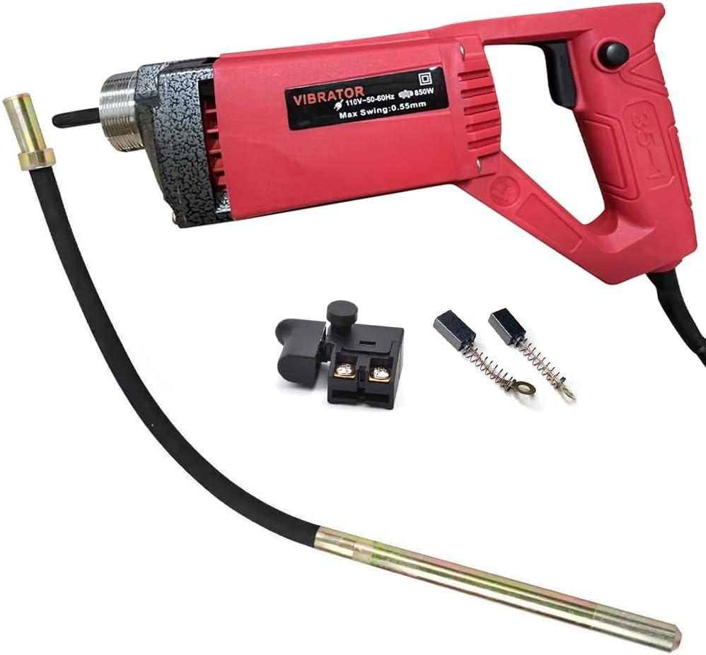 850W Handheld Electric Concrete Vibrator Vibrating Power Tool, Air Bubble Remover, 4.9 feet Flex Hose Immersion Shaft