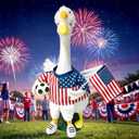 Soccer Porch Goose Outfits, Football Geese Duck Statues Clothes Art Decor | Patriotic Porch Goose Outfit, American Flag Fashion Design, 4th Of July, Concrete Goose Statue Costume For Garden Lawn Yard