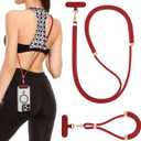 VVAAGG Cell Phone Lanyard for iPhone: Crossbody Phone Strap Adjustable Neck Wrist Strap Anti Theft Long Lanyard Travel Essential for Women Most iPhone and Android Smartphones, Red