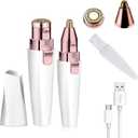 Facial Hair Remover for Women,Nose Hair Trimmer Rechargeable 2-1 Eyebrow Razor Portable Electric Shaver Painless Hair Remover Device for Face Nose Peach Fuzz Body Beard Lips Chin Female Hair Removal