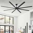 Black Ceiling Fan without Light: 100 Inch Outdoor Fan No Light Aluminum Blade - Industrial Large Ceiling Fan with Remote for Shop Garage Patio 6 Speeds Timer