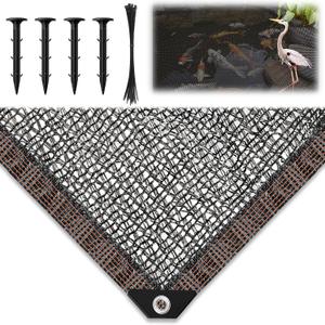 Koi Pond Netting Kit 15 x 20ft, Heavy-Duty Pe, Bird Deer Fence Netting, Durable Net Cover for Leaves, Protect Fish from Blue Heron Bird, Cats & Predators, Stakes & Ties Included