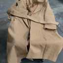 Womens Long Wool Pea Coats Notched Collar Open Front Woolen Blend Trench Coat with Belt (Camel, Medium)