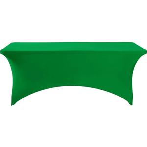 Fokitut 2 Pack Spandex Table Cover for 6FT Table Universal Fitted Stretch Tablecloth for Party, Banquet, Wedding and Events-Emerald
