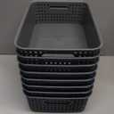 [ 12 Pack ] Plastic Storage Baskets - Small Pantry Organization and Storage Bins - Household Organizers for Laundry Room, Bathrooms, Bedrooms, Kitchens, Cabinets, Countertops, Under Sink or On Shelve (Gray)