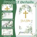 3Pcs God Bless Arch Backdrop Cover 4ft 5ft 6ft First Holy Communion Christening Party Spandex Fitted Arch Stand Cover Sage Green Photography Backdrop for Baptism Birthday Party Banquet Ceremony Decor