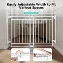 COMOMY 27.5-43" Baby Gate No Bottom Bar for Stairs and Doorways, 2-in-1 Auto Close Dog Gate Indoor for the House, Hardware Mounted Pet Gate with Large Walk Thru Door, Child Safety Gate for Dogs, White