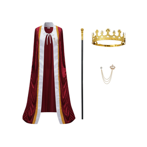 King Costume for Men and Women,Queen Costume,Adult King Cape Robe Metal Crown Scepter,Lord Farquaad Costume XL