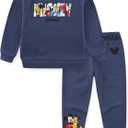 Disney Mickey Mouse and Friends Boys Sweatshirt and Pants Set for Big Kids (4, Blue)