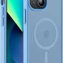 Hualele Magnetic for iPhone 14 Case & iPhone 13 Case,Compatible with MagSafe, Military Grade Dropproof Translucent Matte Hard Back Soft Edge Slim Phone Case iPhone 13/14, Peak Blue