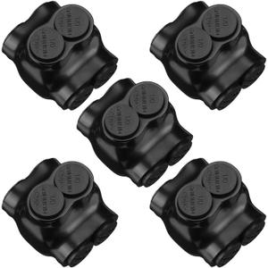 Copkim 5 Pcs 2 Port Insulated Wire Connectors Aluminum Inline Splice Tap Connector Pre-filled Oxide Inhibitor Dual Entry for Electrical Wires Application (1/0-14 Wire Range,Slotted or 3/16" Allen Hex)