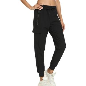 Women's Joggers with Pockets Lightweight - Water Resistant Cargo Athletic Pants for Hiking Running Camping Travel (Large, Black) Women's Joggers with Pockets Lightweight - Water Resistant Cargo Athletic Pants for Hiking Running Camping Travel (Large, Black)