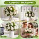 Geosar White 20 Pcs 40 Heads Artificial Peonies Flowers, White Faux Peony Florals Arrangement with Bendable Stems for Centerpieces, Wedding Bouquet, Home, Office, Party Decor