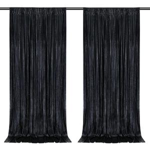 9.6x8FT Black Sequin Curtains: Photo Backdrop Drapes 2 Pieces 4.8x8FT Birthday Backdrop for Hallween Decorations Arch Backdrop