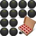 12 Pcs Squash Ball Double Yellow Dot Professional Squash Ball High Reliability Practical to Use Excellent Performance Rubber for Training Practice and Competition