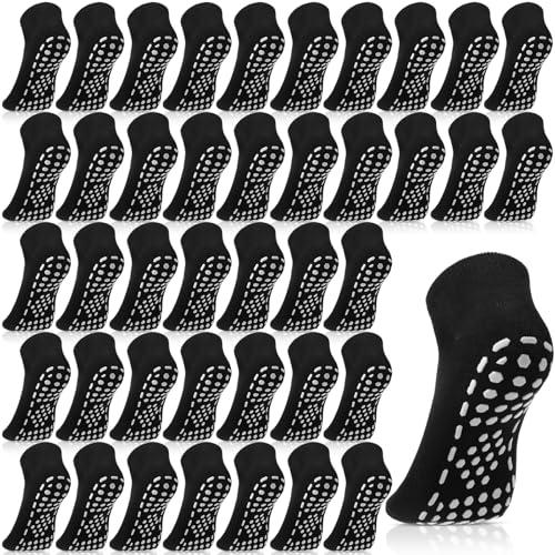 Haysandy 40 Pairs Non Slip Yoga Socks for Women Bulk Pilates with Grips Anti Skid Athletic Grippy Slipper Socks(Black)