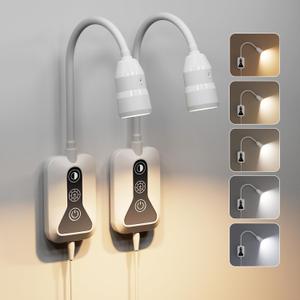 Wall Mounted Reading Light, Wall Light with Motion Sensor Switch, 5 Dimmable & 5 Color Temperature Adjustable, USB-C Output, Flexible Neck Book Light for Bed, Sofa, Desk,Dorms, Heaboard