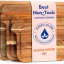 Non Toxic Cutting Boards - Cutting Board Set Free of Mineral Oil, Made of FSC Acacia Wood - Cutting Boards for Kitchen - Includes 3 Chopping Boards. By Ziruma