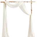 Floroom Wedding Arch Draping Fabric 2 Panels 20Ft Ivory Chiffon Fabric Drapes Arbor Drapery Wedding Ceremony Reception Swag Decorations