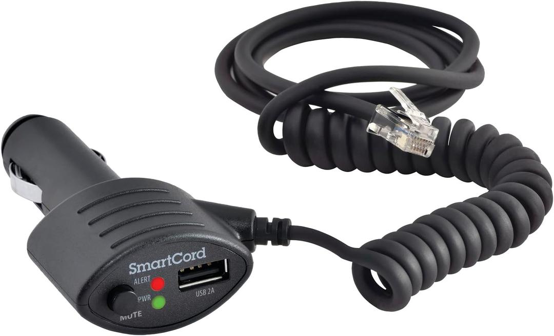 Escort Cobra Official SmartCord USB, Half Straight Half Coiled Cord with USB Charging Port, Works with All Current Generation Escort and Cobra Windshield Mounted Detectors, Apple and Android Devices