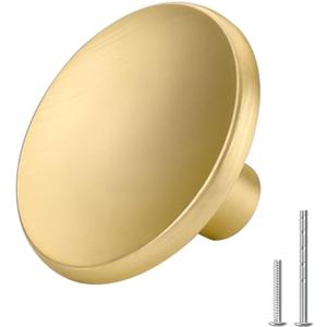 goldenwarm 5 Pack Gold Cabinet Knobs Kitchen Hardware Round Drawer Knob for Brushed Brass Cabinets Handles Closet Door Pulls Zinc Alloy