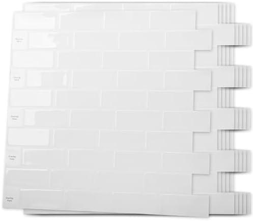 Art3d 10-Sheet Peel and Stick Backsplash Tile for Kitchen - 12”×12” Stick on Wall Tile for Kitchen Bathroom Countertop Living Room, White Washed