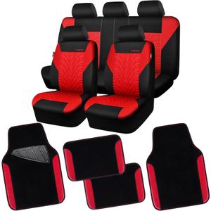 CAR PASS Rainbow Universal Fit Faux Leather Car Carpet- Anti-Slip Nibbed Backing Floor Mats and 3D Tyre Print Automotive Interior Seat Covers, Airbag Compatible, for SUV, Vans,Sedans,Trucks