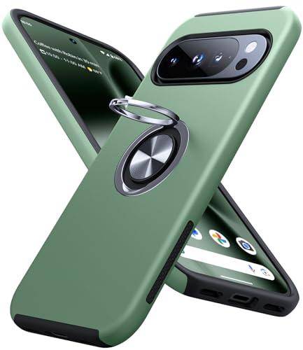 JAME for Google Pixel 10 Case/Pixel 10 Pro Case, Slim Fit Military Grade Shockproof Cover with Metal Ring Holder Stand Kickstand Protective Phone Case for Google Pixel 10/10 Pro 6.3", Alpine Green