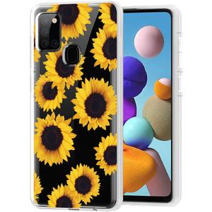 Case for Samsung A21S, Galaxy A21S Case for Girls Women, Shockproof Clear Floral Soft Flexible TPU Slim Protective Phone Case Cover for Samsung Galaxy A21s 2020 (Sunflower)