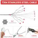 Wire Rope Crimping Tool Kit, 328FT Stainless Steel Cable with 200PCS 1/16 Aluminum Crimping Loop Sleeves and 50PCS Stainless Steel Thimbles