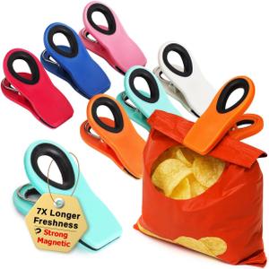 Mr. Pen- Chip Clips, Magnetic, 6 Pack, Bag Clips, for Chips, Food Packages, for Fridge (Vibrant)