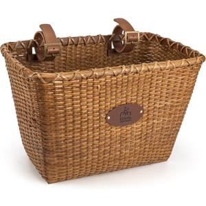 Bike Basket, Handmade Rattan Bicycle Baskets, Front Bike Baskets for Women, Retro Style Bike Baskets for Adult Bikes (Brown)