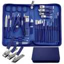 Manicure Set 30-Piece WOAMA Nail Clippers Pedicure Kit Manicure Kit Professional Nail Kit for Toenail Fingernail Facial Care - Blue