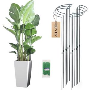 30in Tall Heavy-Duty Plant Support Stakes, 6 Pack Adjustable Peony Cages & Supports for Outdoor Plants, Large Garden Plant Stakes for Peony, Tomato, Hydrangea with Extension Stakes