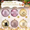 Syhood 12 Pcs 4 Inch Large Valentine Ball Ornament Christmas Tree Decoration Plastic Ornament Set Hanging Xmas Tree Ball for Xmas Holiday Wedding Party(Rose Gold,Gold)