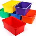 Nicunom 6 Pack Cubby Bin Storage Bins, Multi-Purpose Plastic Storage Bins Stackable Organizer Storage Cubbies for Home, Nursery, Playroom, Classroom