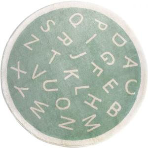 ABC Alphabet Round Rug for Kids Bedroom Play Mat Soft Plush Children Educational Learning Nursery Rug Washable Non-Slip Baby Crawling Mat Floor Carpet Playroom Circle Rug (Green, 47 inch/3.9 ft)