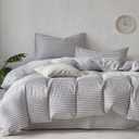 JELLYMONI Striped Duvet Cover Set - King Size Comforter Cover, Classic Grey & White Stripes, 100% Cotton 3 Pcs Bedding with Zipper Closure & 8 Corner Ties for Master or Guest Bedroom